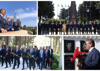 Başbakan Üstel Azerbaycan’da… Aliyev Anıt Mezarı’nı, Türk ve Azerbaycan şehitliklerini ziyaret etti