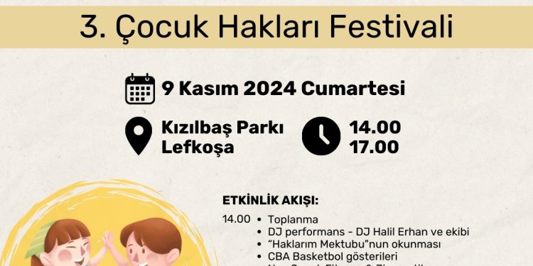 “3. Çocuk Hakları Festivali” 9 Kasım’da Lefkoşa Kızılbaş Parkı’nda yapılacak