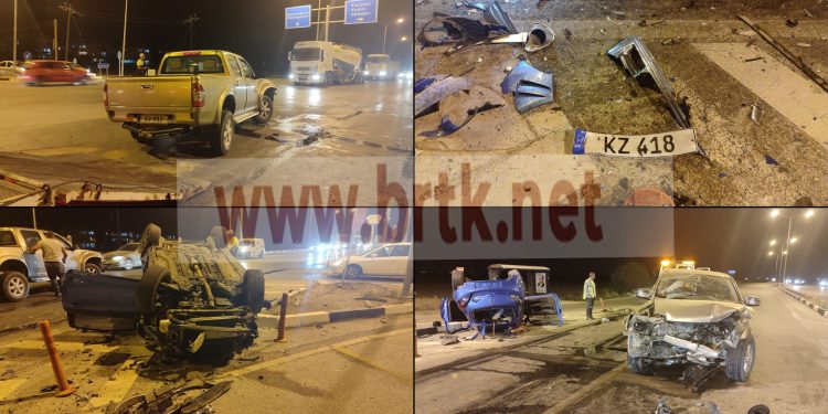 Lefkoşa-Gazimağusa ana yolunda korkutan kaza: 4 yaralı!