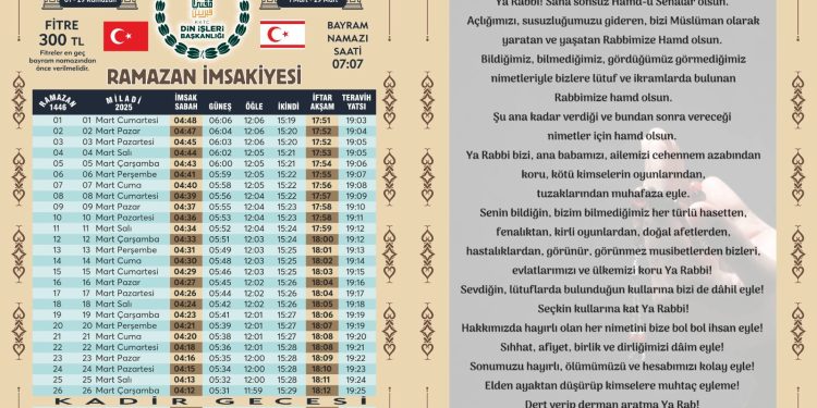 Ramazan 1 Mart Cumartesi günü başlayacak…