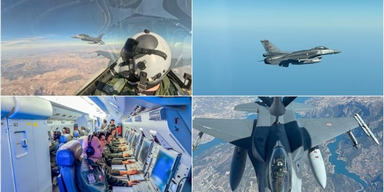 Türk Hava Kuvvetlerinden Kıbrıs Adası’nın güneyinde eğitim uçuşu