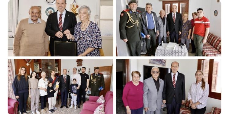 Cumhurbaşkanı Ersin Tatar, TMT mücahidi,KTBK gazi ve şehit yakınlarını ziyaret etti