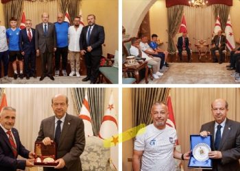 Cumhurbaşkanı Ersin Tatar Gençlik Gücü Spor Kulübü ve Türkiye Tavşanlı Erdem Spor Kulübü Koordinatörleri ile beraberindeki heyeti kabul ett