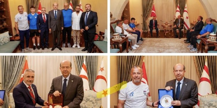 Cumhurbaşkanı Ersin Tatar Gençlik Gücü Spor Kulübü ve Türkiye Tavşanlı Erdem Spor Kulübü Koordinatörleri ile beraberindeki heyeti kabul ett
