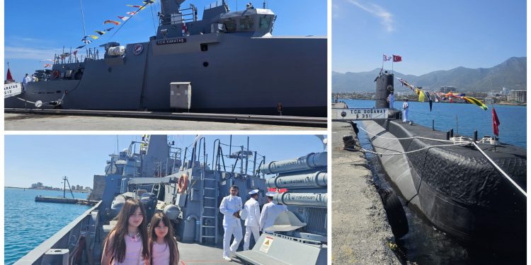 Doğanay denizaltısı Girne’de, Karakol Gemisi Gazimağusa’da ziyarete açıldı