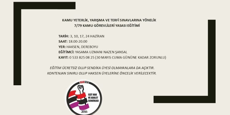 HAKSEN, Kamu Görevlileri Yasası eğitimi verecek