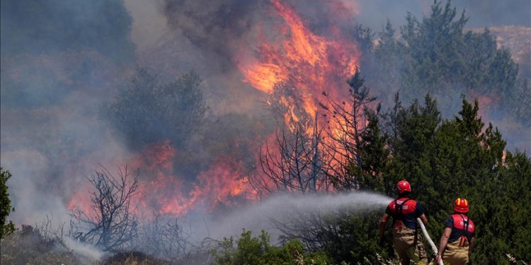 İzmir’in Buca ilçesindeki orman yangınına müdahale ediliyor