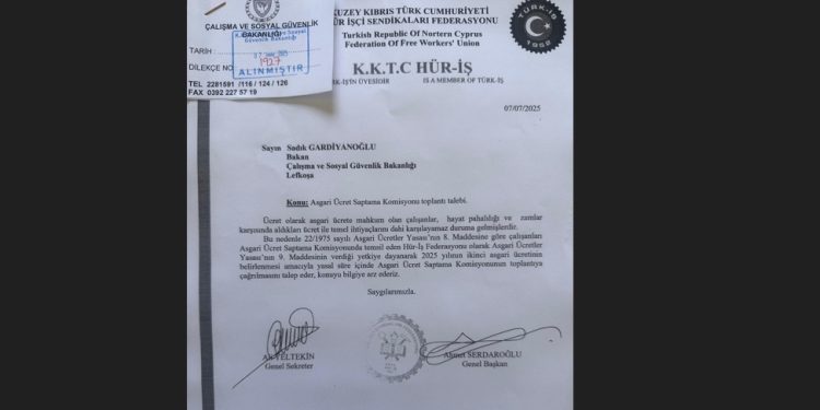 Hür-İş, asgari ücret masasının toplanması için resmi başvuruda bulundu