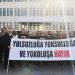 Kamuda yetkili beş sendika, Başbakanlık önünde ateş yaktı