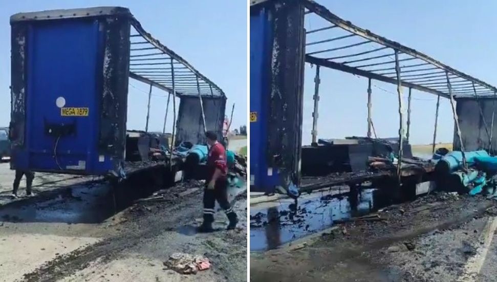 Seyir halindeki tır dorsesinde yangın