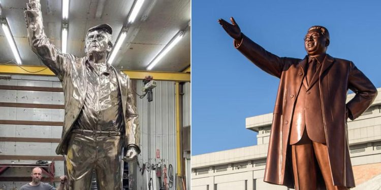 Trump’ın altın heykeli Kuzey Kore liderlerinin anıtlarına benzetildi